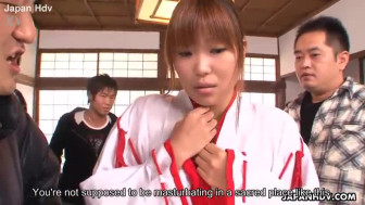 Shrine maiden getting screwed and spunked in her twat
